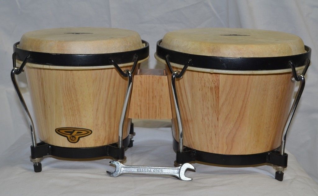 LP LATIN PERCUSSION TRADITIONAL BONGOS DRUMS NATURAL WOOD BLACK RIM - CP221-AW