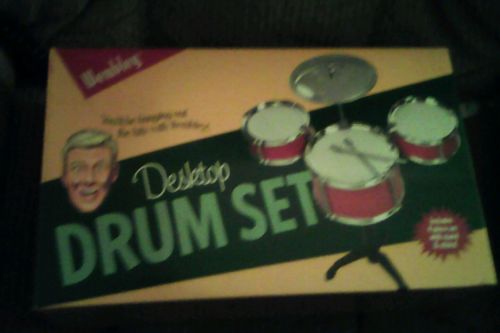 Mini Wembley Desktop Drum Set 4 Piece Set Stand & Sticks NIB