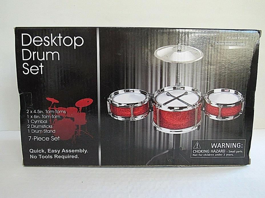 Desktop Mini Drum Set w/ Drumsticks, Drum Stand and Cymbal