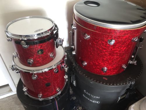 DW Drum Set - Red Crackle - Shell Pack only - 24 kick, 12 rack, 16 floor