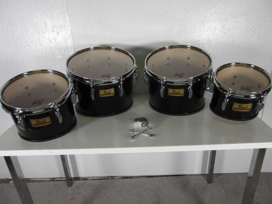 Pearl Championship Marching Tenor Quad Drums Midnight Black 8/10/12/13