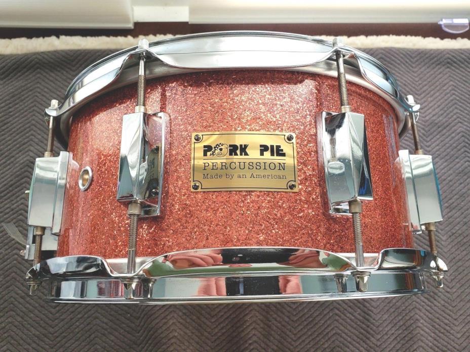 Pork Pie Drums USA Made 1999 6.5x12 popcorn snare drum Pink Sparkle RARE SIGNED!