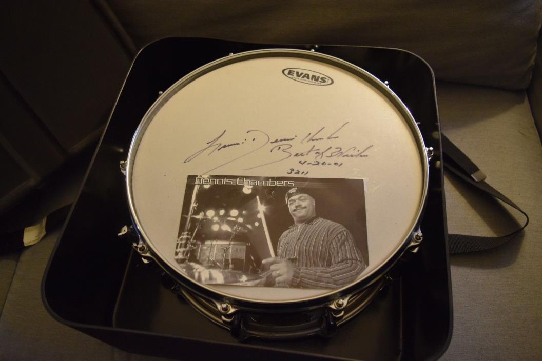2001 Pearl Dennis Chambers Model Snare Signed by Dennis! w/ HSC