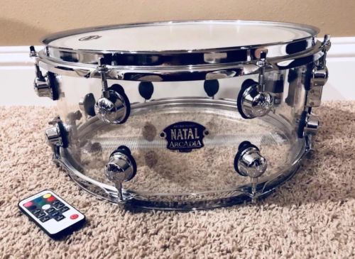 Natal Arcadia 14”x6.5” Clear Acrylic Snare Drum / LED’s and Remote / *SEE PICS!*