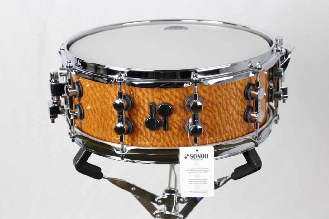 Sonor SQ2 14x5.5 Maple Heavy Silky Oak High Gloss Finish 2.3mm Power Hoops Snare
