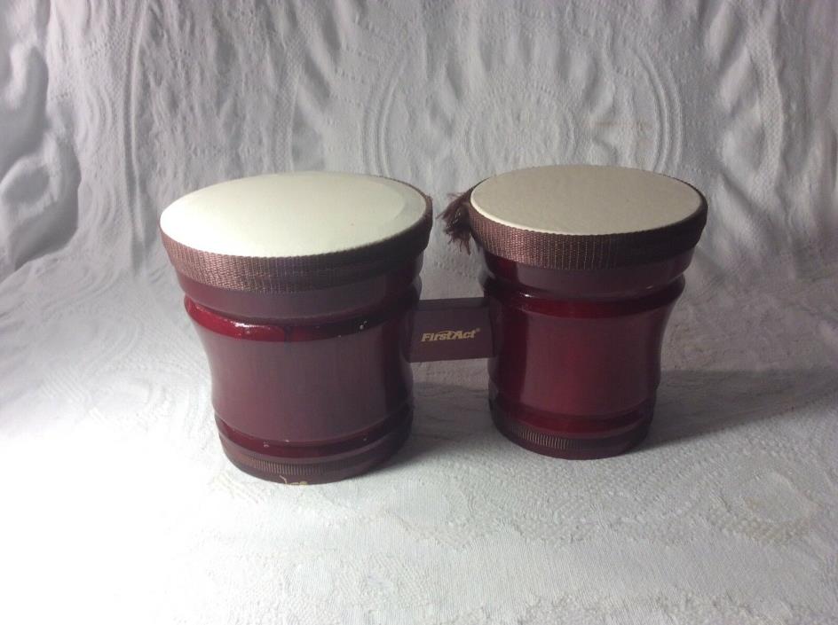 First Act Discovery Wooden Bongo Drums Burgandy EUC