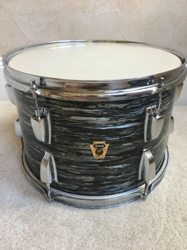 60s Black Oyster Pearl Ludwig 9 x 13 Mounted Tom Drum Rare Transition Badge