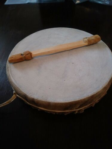 Native American Elk Deer Hide Hand Drum First Nation Sawrenko