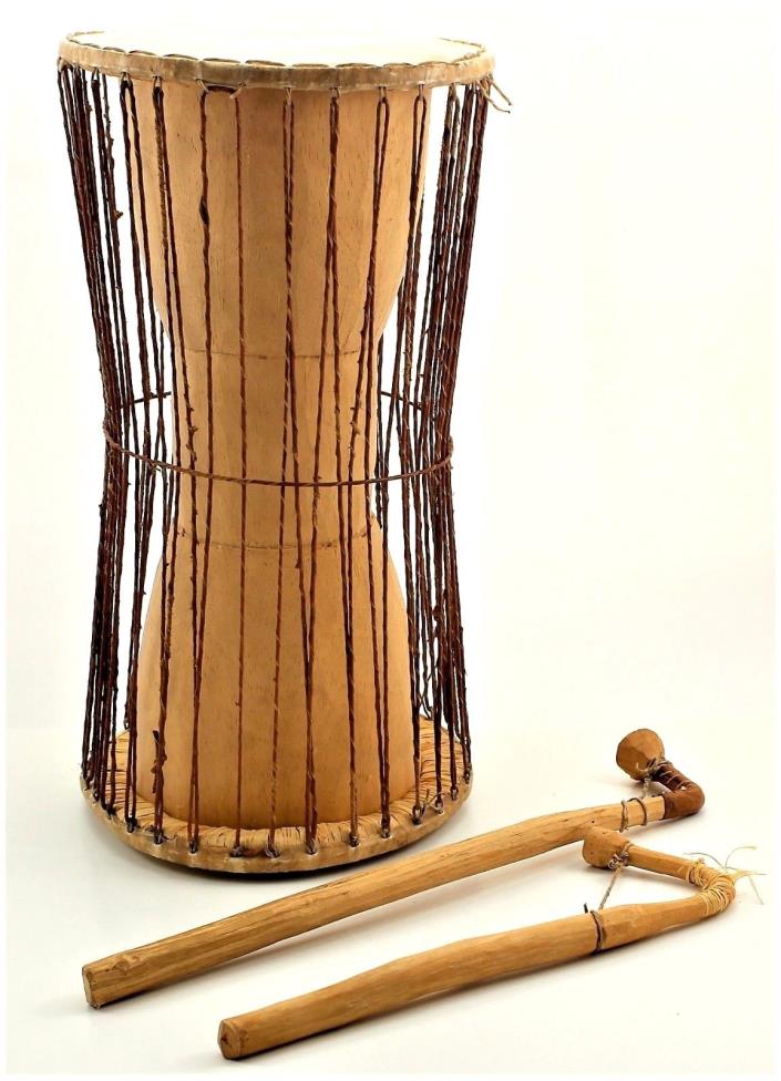 Tribal Drum Gan Gan with Two Bent Drumsticks 14