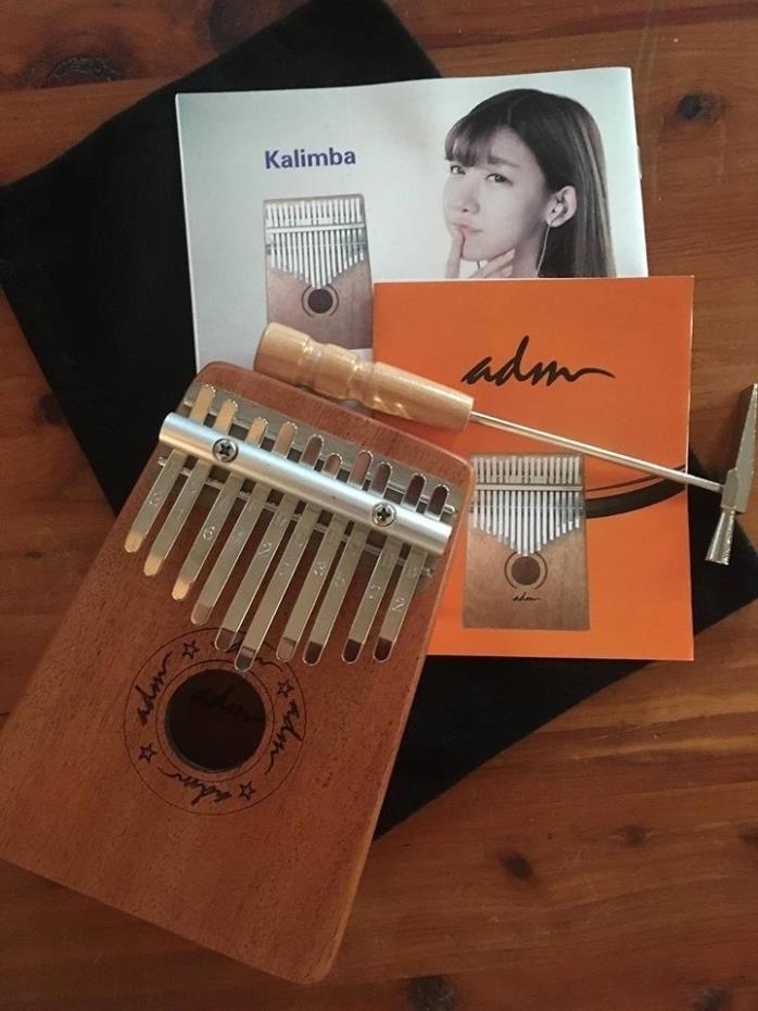 ADM Thumb Piano 10 keys Kalimba African Mahogany Finger Percussion Keyboard Port