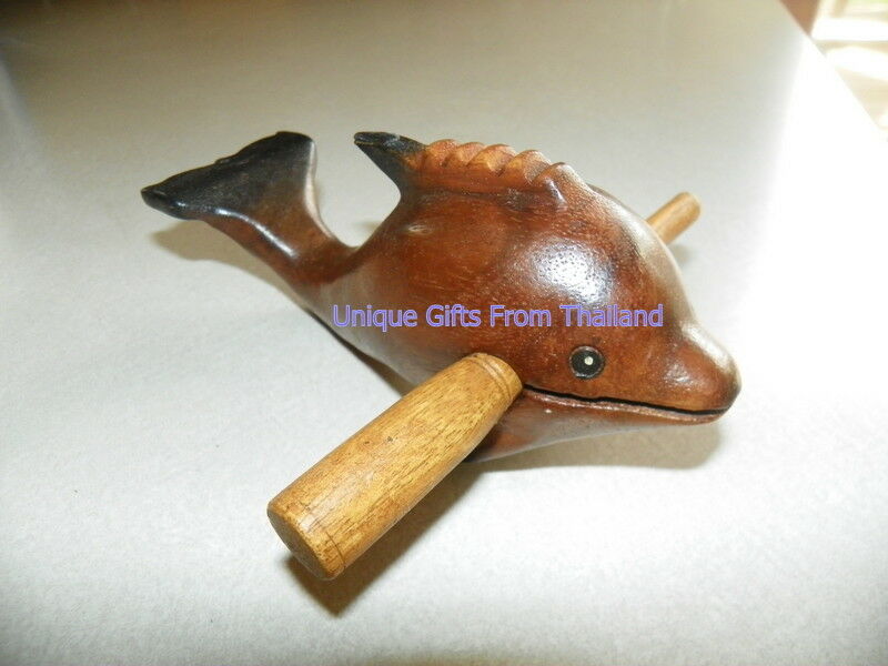 Hand carved wood dolphin percussion sound & whistle  5