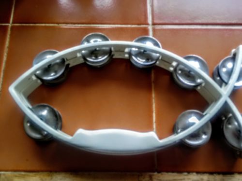 fish shaped tamborine white