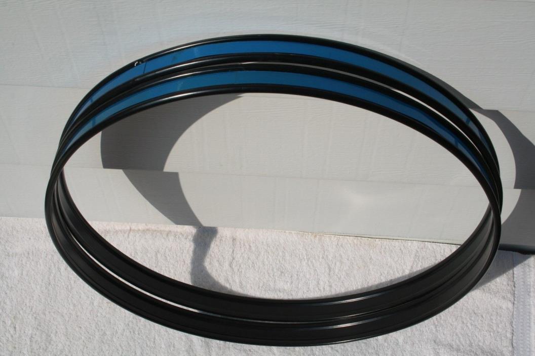 22 Inch Metal Blue Inlay Pair Of Bass Drum Hoops. Nice Shape.