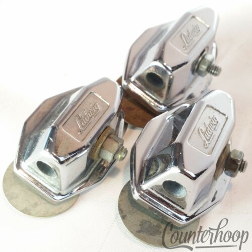 *Ludwig 3x Floor Tom Drum Leg/Bass Spur/Cymbal Arm Mounts Chrome 60s Vintage USA