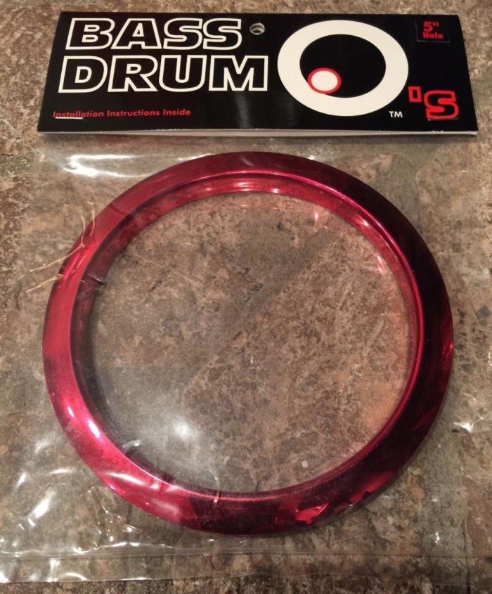 HCR-5 BASS DRUM O's FIVE (5) INCH RED CHROME KICK DRUM PORT HOLE 5