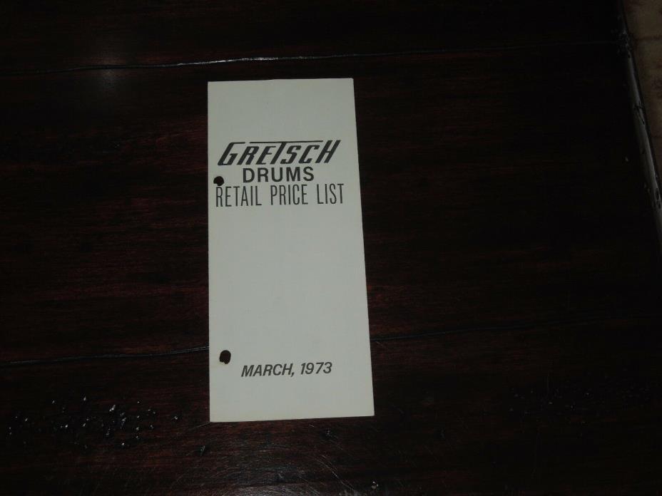 Gretsch Drums Retail Price List March 1973 6-Sided Mini Foldout Full Line