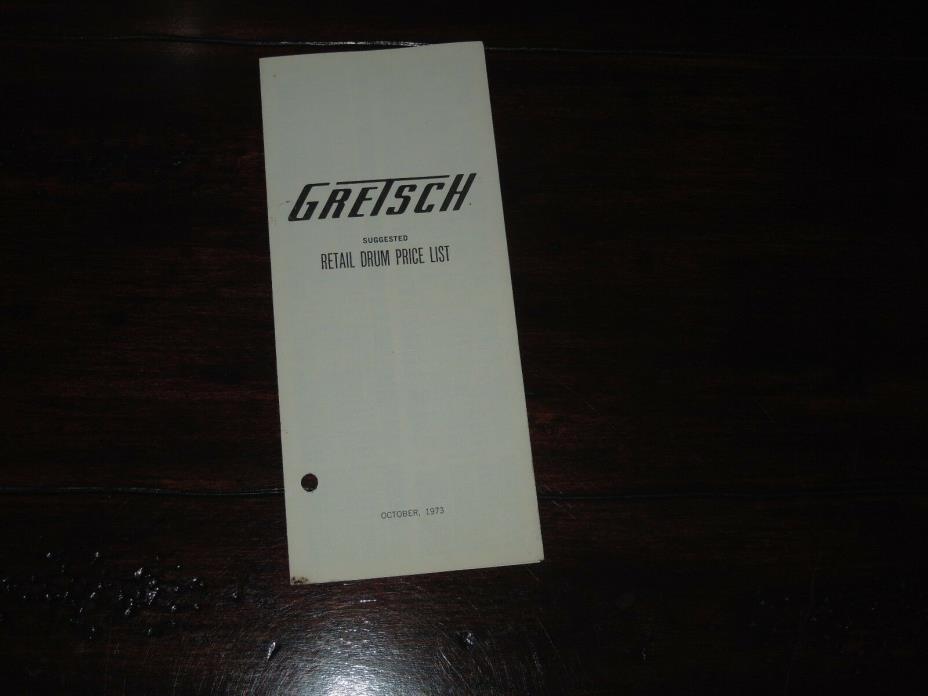 Gretsch Drums Retail Price List October 1973 6-Sided Mini Foldout Full Line