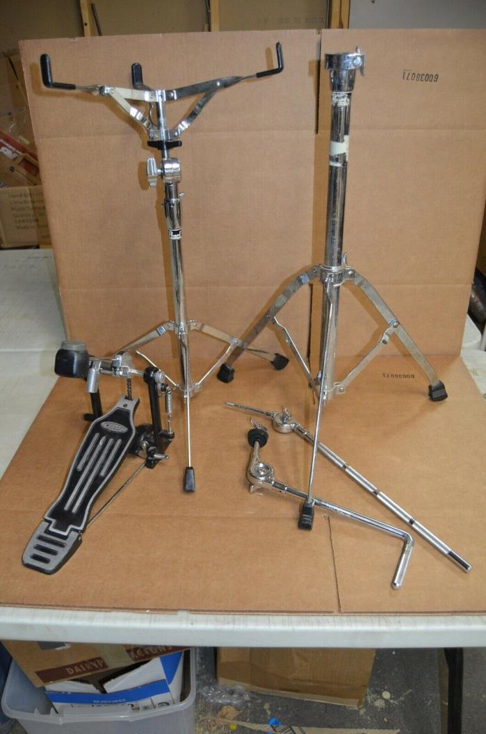 Vintage Pearl Snare Drum Stands with PDP Base Drum Pedal