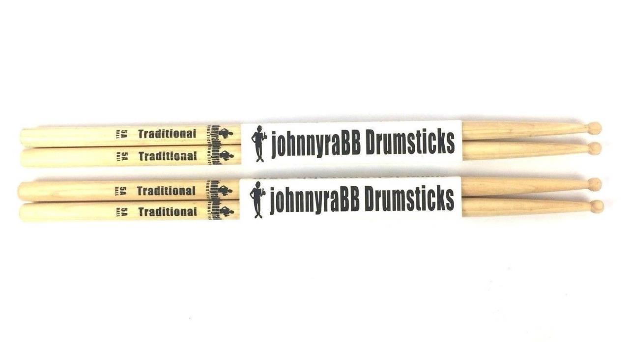 Johnny Rabb Drum Sticks Traditional 5A Ball 2 Pair From Original Manufacturers