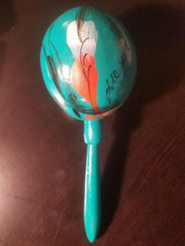 Hand-painted Mexico Maraca Green Wooden