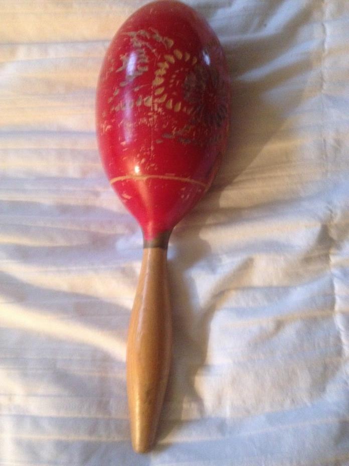 Vintage Maraca Red w/ Engraved Carved Flowers 11 3/4