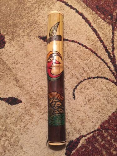 Australian Hand Crafted Rain Stick With Leaf, Moon, And Fish