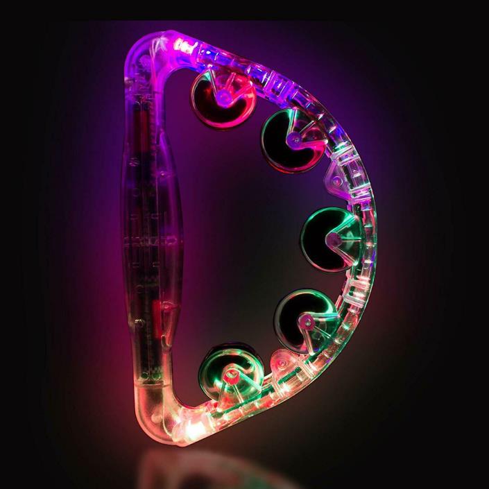 Clear LED Light Up Musical Flashing Tambourine