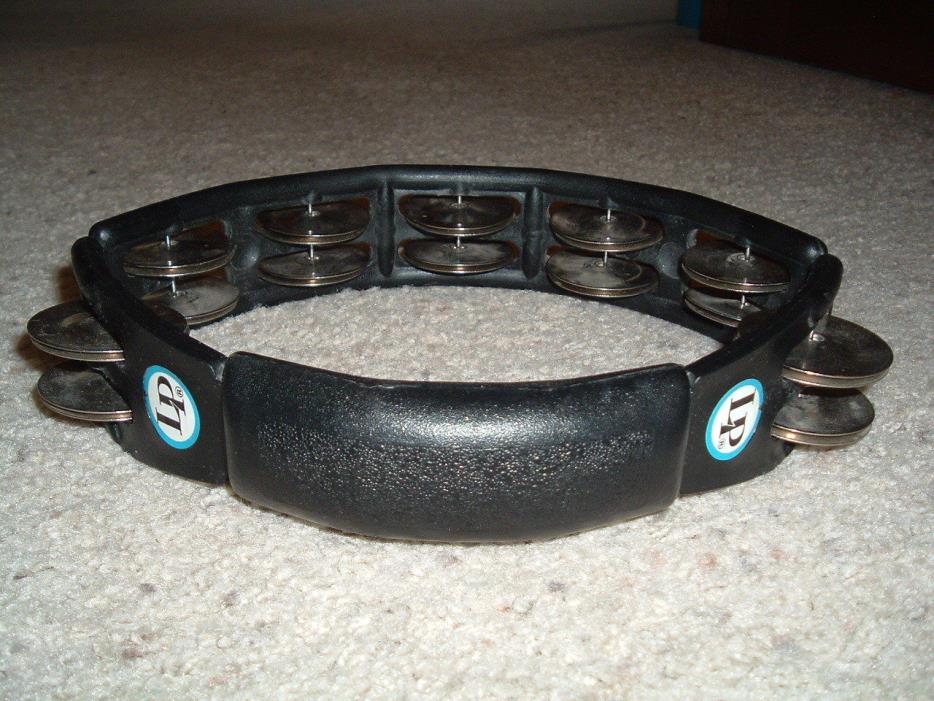 LP Latin Percussion Cyclops hand held black Tambourine with silver jingles