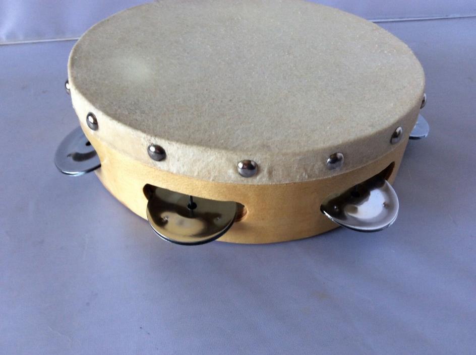 Tambourine 7 inch Single Row Jingle Wood Hand Held