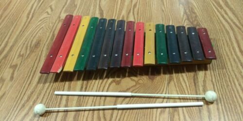 15 Tone Rainbow Wooden Xylophone with Mallets Development Toy