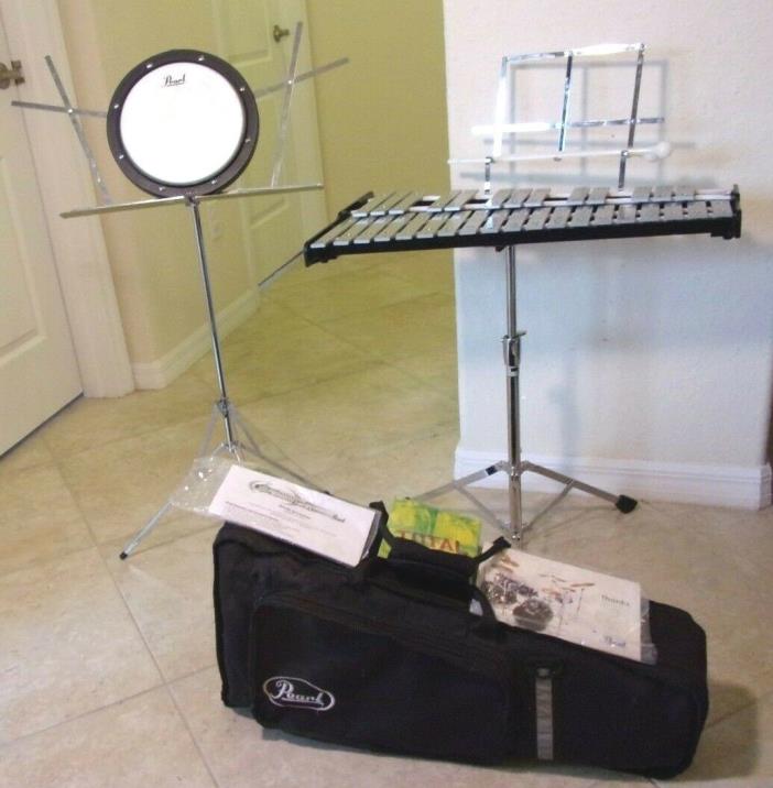Pearl 32 Key Bell Kit -Xylophone w/case, Mallets, Stand & Pad Case  + Extras