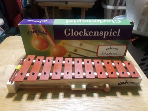 Vintage Germany Kindermusik Glockenspiel Xylophone w/Mallets & Extra Keys in Box