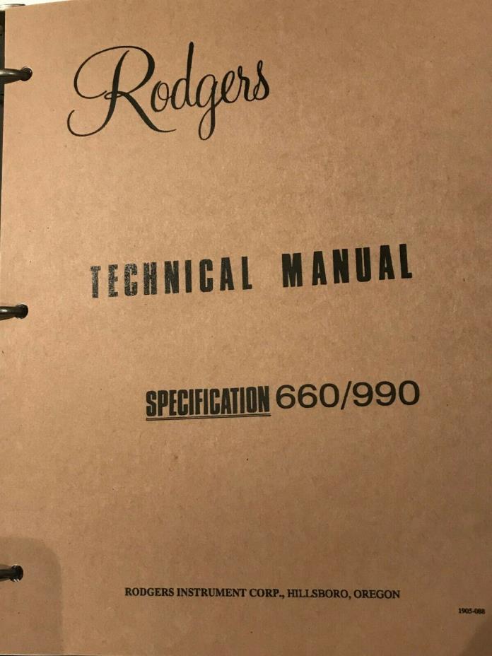 RODGERS Organ Specification 660-990 Technical Manual