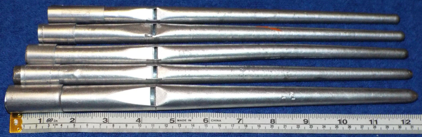 5 Pipe Organ Spotted Metal Treble Pipes Notes 4-3/8