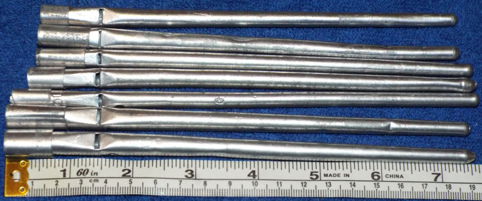 7 Pipe Organ Spotted Metal Treble Pipes Notes 1-7/16