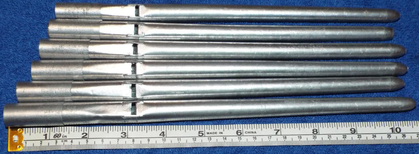6 Pipe Organ Spotted Metal Treble Pipes Notes 3-1/4