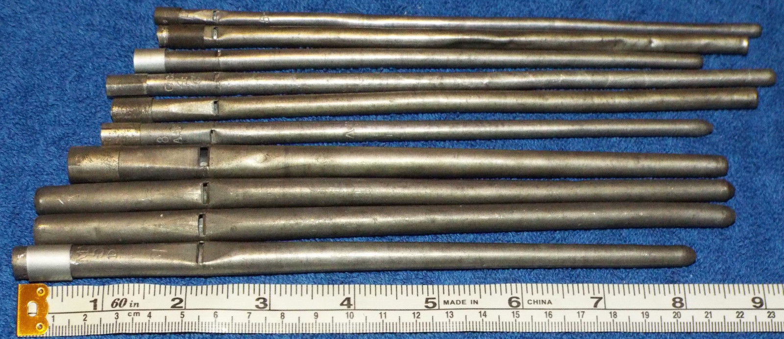 10 Pipe Organ Spotted Metal Treble Pipes Notes 2-1/4