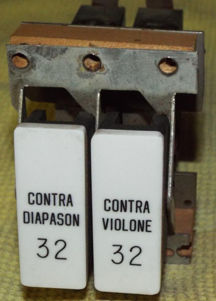 Pipe Electronic Organ 2-Stop Rocker Tab Assembly 32' Contra Dapason & Violone