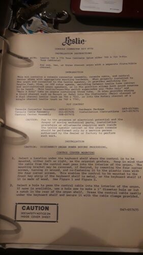 Leslie Organ Console Connector Kit Instructions 9770 9 pin tone cabinets