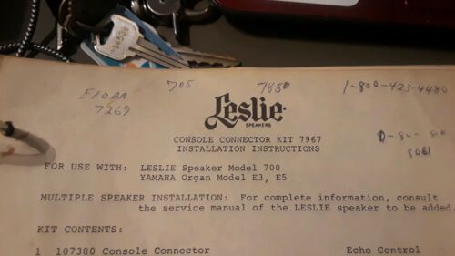 Leslie Organ Console Connector Kit Instructions 7967