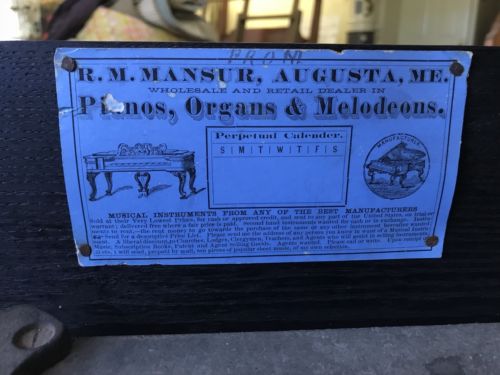 C E Austin Concord NH Hampshire Antique Melodian Organ Mansur Augusta Me Maine