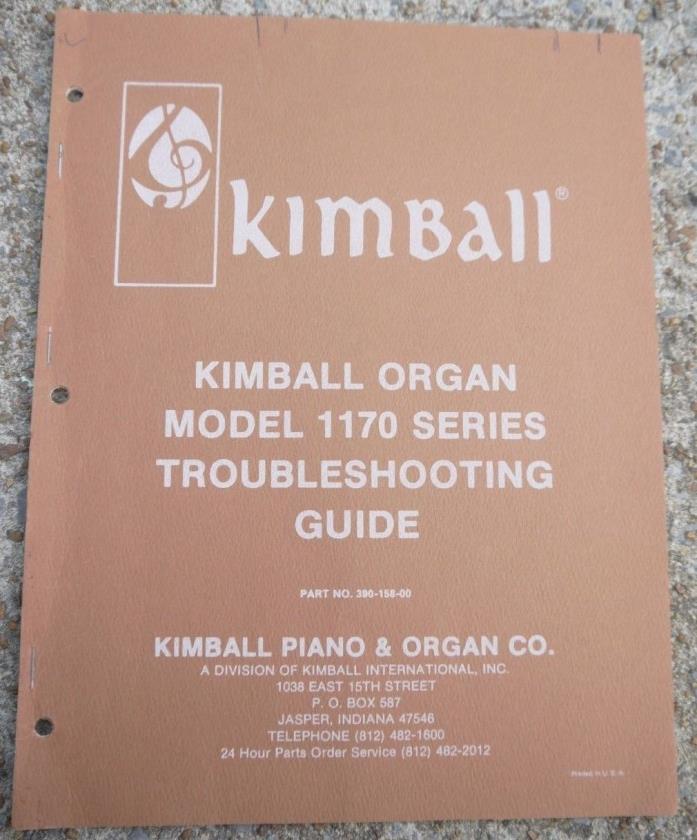 Vintage Kimball Organ Model Series 1170 Troubleshooting Guide Original Manual