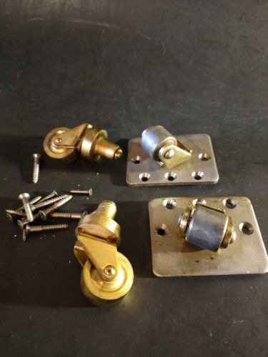 Set of 4 Vintage Brass Metal Piano Casters 2 w top plate