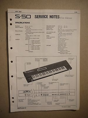 Roland S-50 Specifications Service Notes First Edition Manual