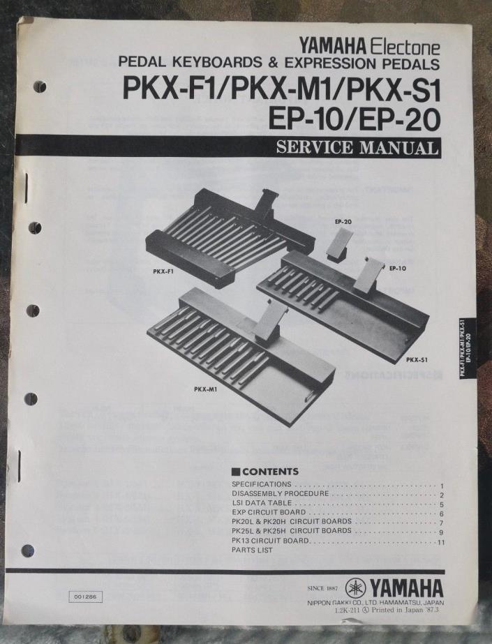 Yamaha Electone Pedal Ketboards & Expression Pedals PKX-F1 - EP20 Service Manual
