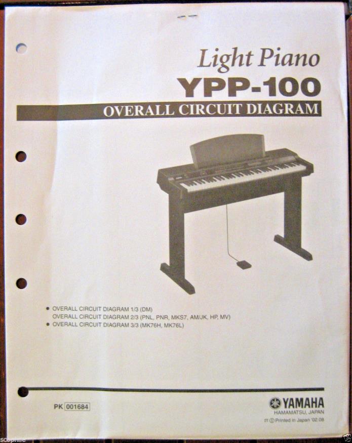 Yamaha YPP-100 Electronic Digital Piano Original Overall Circuit Diagram Sheets