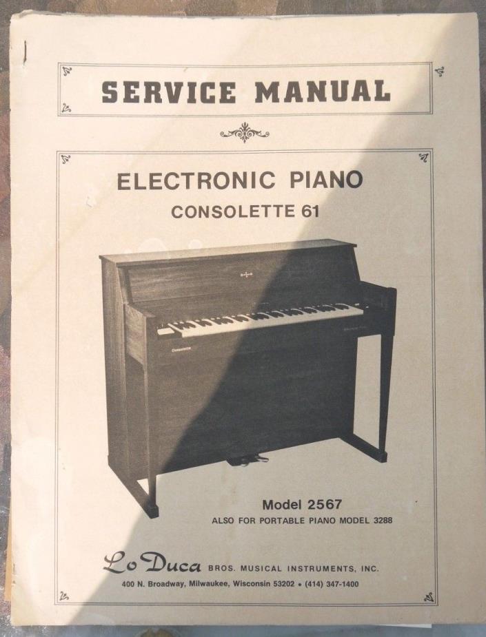 Lo Duca Service Manual Electronic Piano Consolette 61 Model 2567