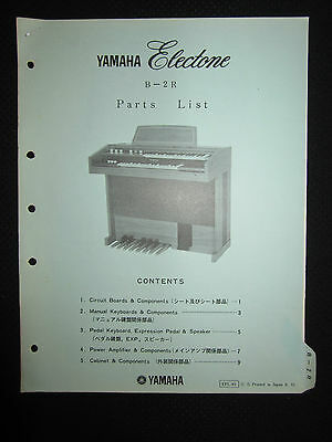 Yamaha Electone Electric Organ B-2R Parts List Manual Keyboard DEALER B 2 R