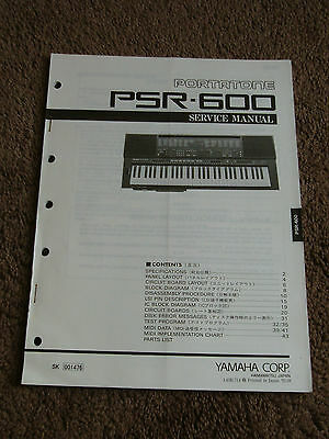 Yamaha Portatone Keyboard PSR-600 Service Manual Schematic Parts List FACTORY