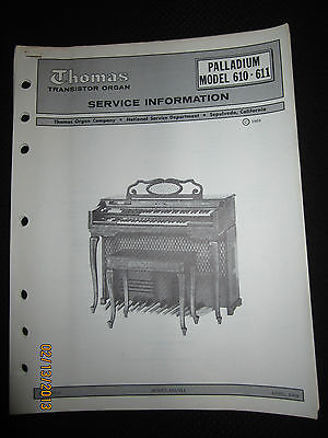 Thomas Transistor Organ Palladium 610 611 Service Manual Schematics Parts List